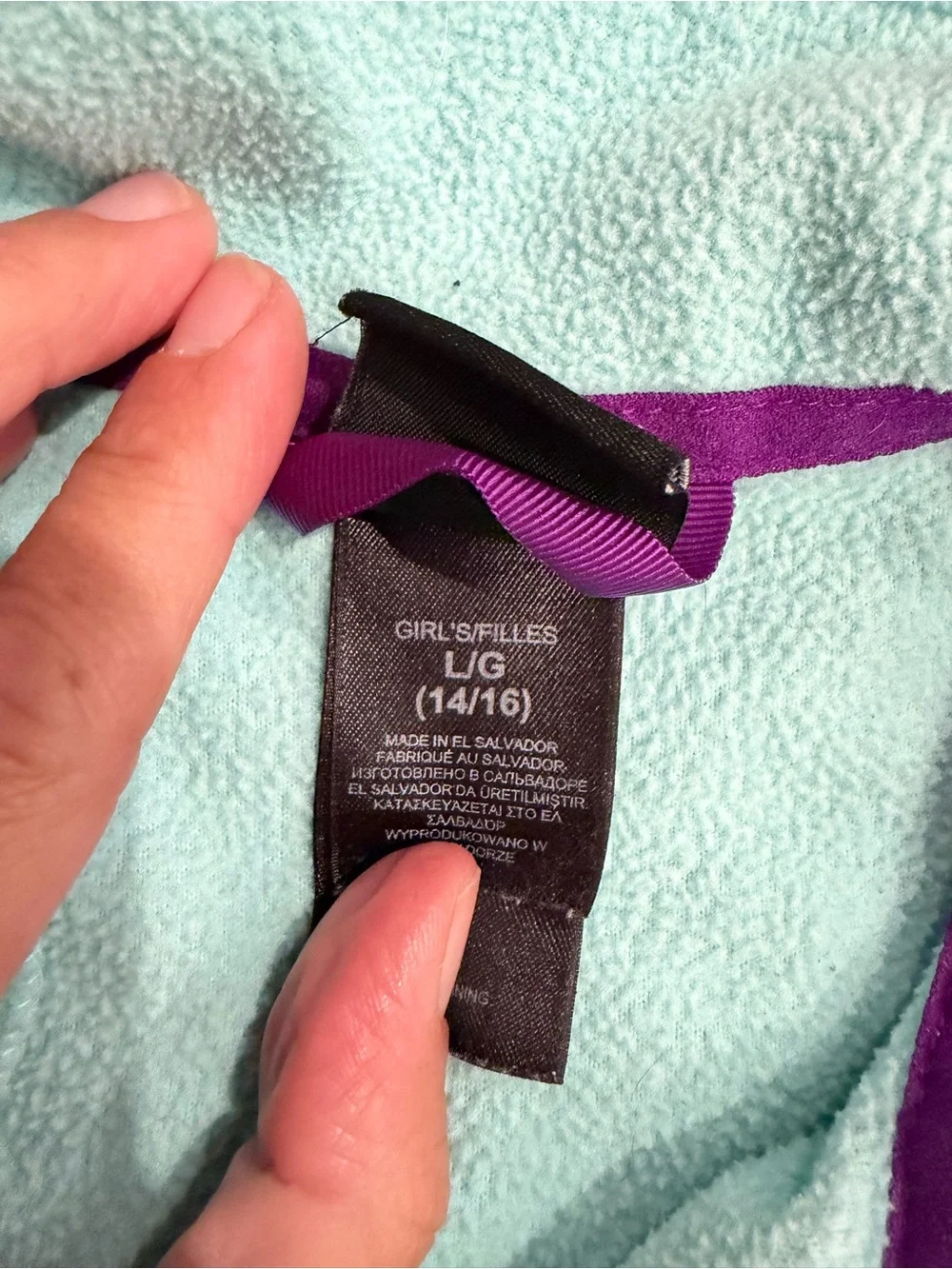 The North Face Light Blue Fleece Jacket with Purple Accents